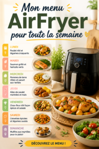 Menu hebdomadaire pour enfants avec des plats cuisinés à l'AirFryer
