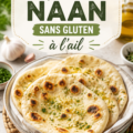 Naan à l'ail sans gluten, prêt à être dégusté.