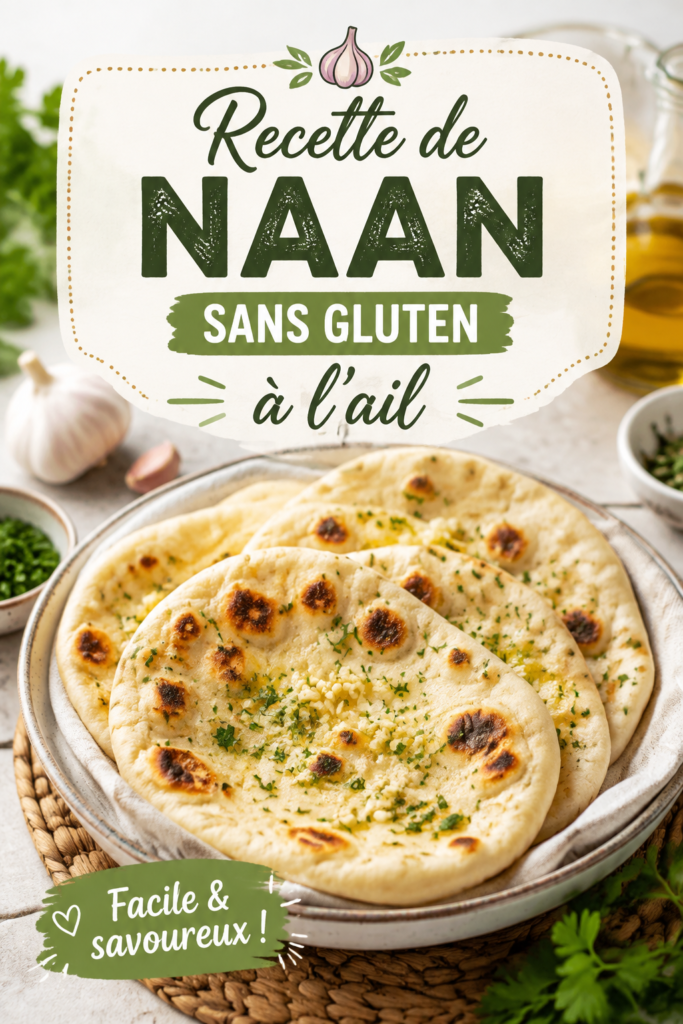 Naan à l'ail sans gluten, prêt à être dégusté.