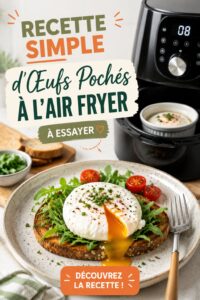 Œufs pochés réalisés à l'air fryer, présentés sur une assiette appétissante