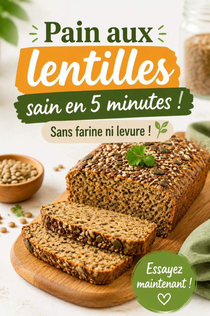 Pain aux lentilles doré, coupé en tranches, parfait pour un repas rapide et sain.
