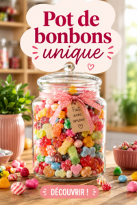 Un pot de bonbons coloré rempli de douceurs pour enfants