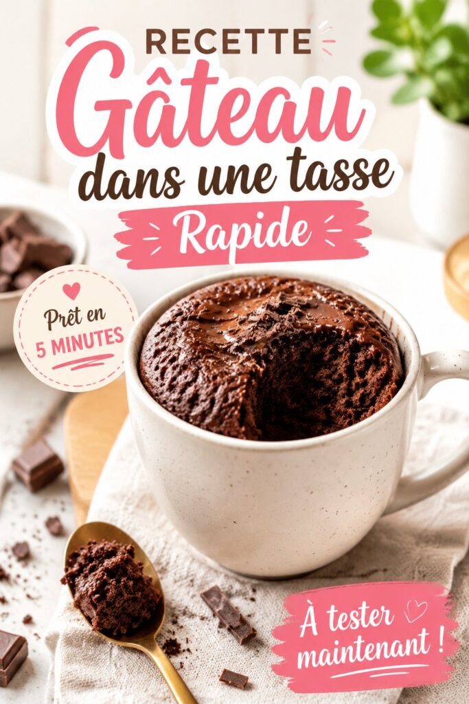 Un délicieux gâteau en tasse prêt à être dégusté, parfait pour un goûter d'enfants.