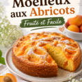Un moelleux aux abricots frais sur un plat, prêt à être dégusté