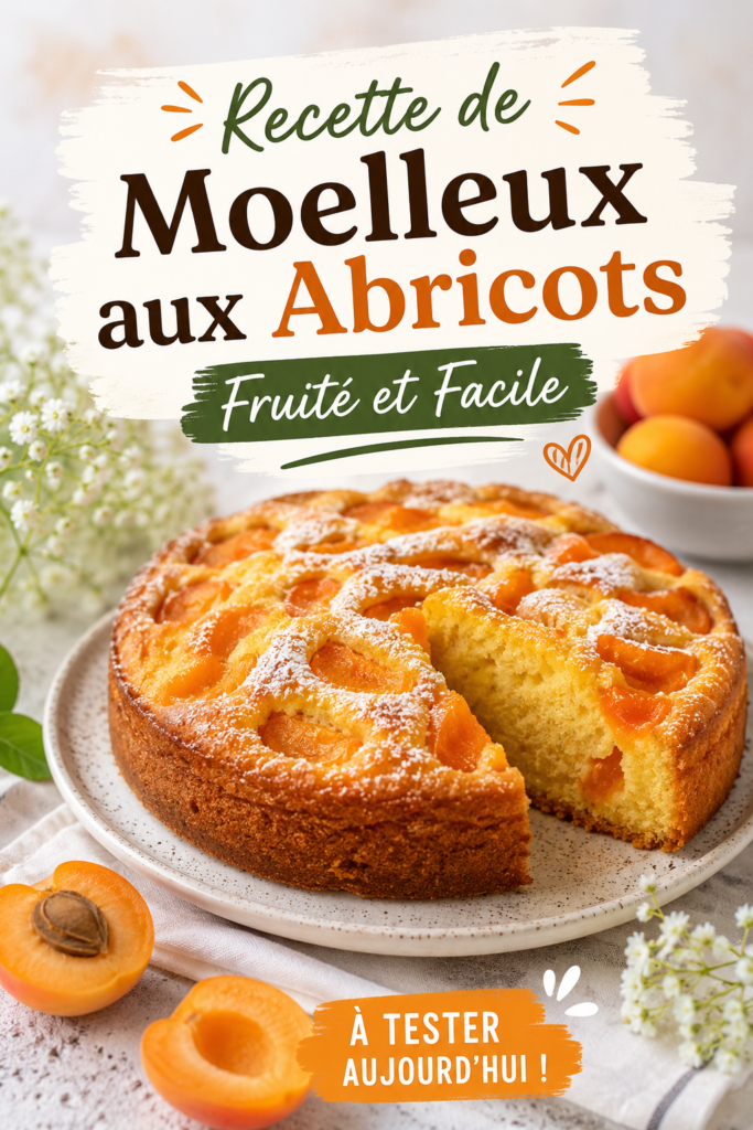 Un moelleux aux abricots frais sur un plat, prêt à être dégusté