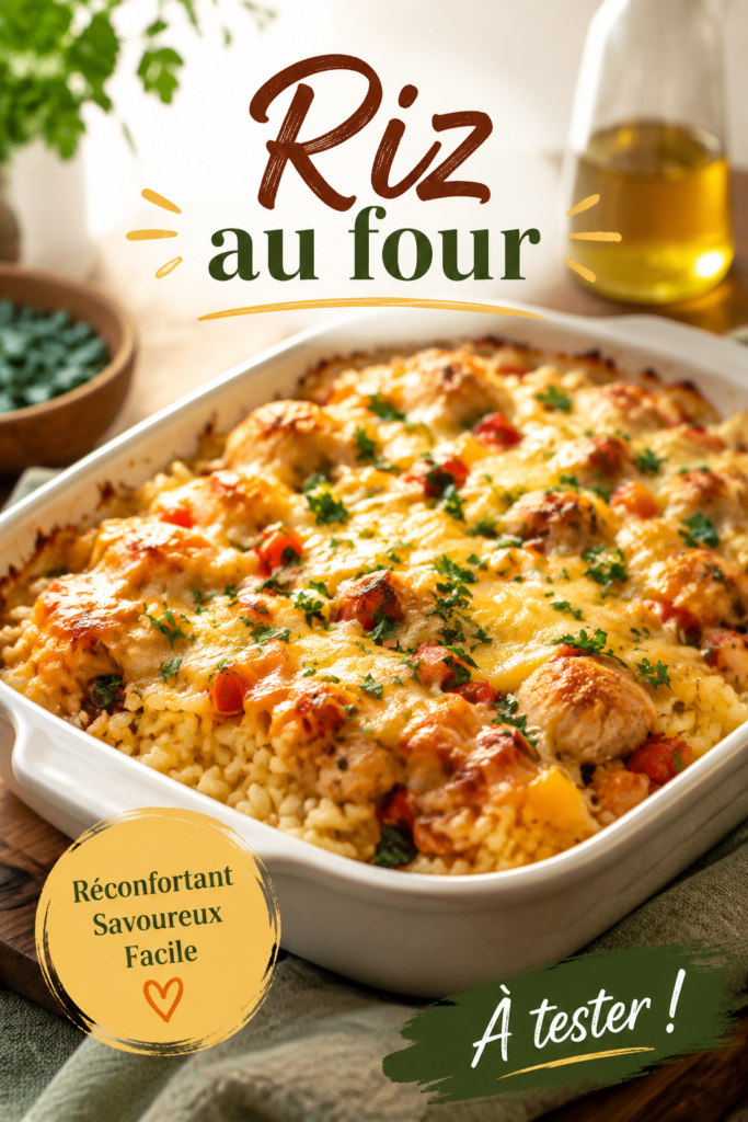 Plat de riz au four, coloré et appétissant, prêt à être servi