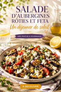 Salade colorée d'aubergines rôties et feta, idéale pour un déjeuner ensoleillé.