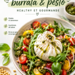 Salade fraîche avec burrata crémeuse et pesto vert