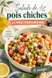 Salade de pois chiches méditerranéenne colorée avec légumes frais