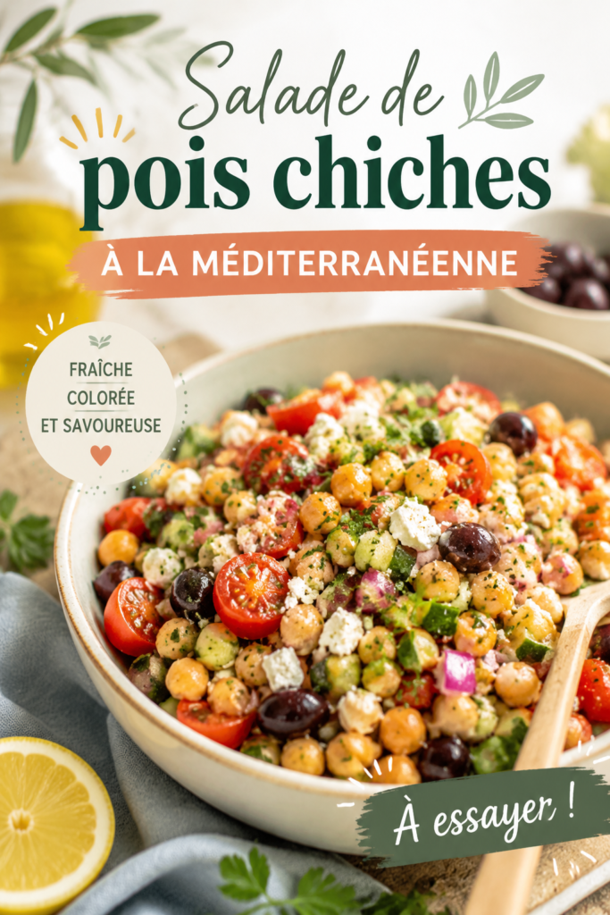 Salade de pois chiches méditerranéenne colorée avec légumes frais