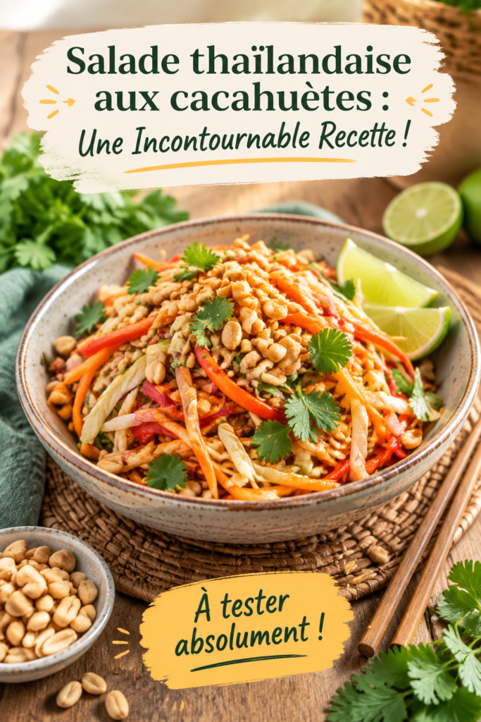 Salade thaïlandaise aux cacahuètes servie dans une bol.