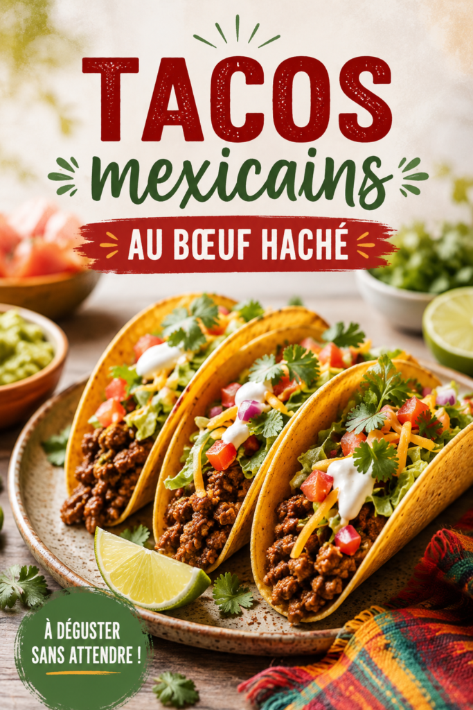 Tacos mexicains au bœuf haché garnis de légumes frais