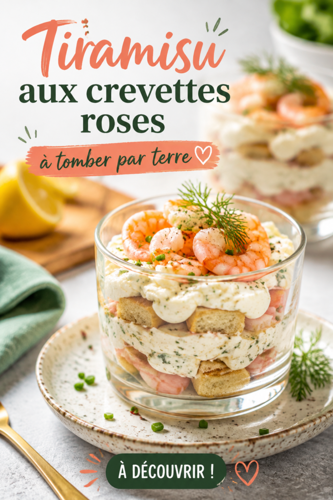 Tiramisu aux crevettes roses présenté dans un plat