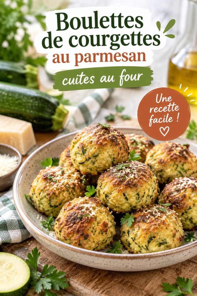 Boulettes de courgettes au parmesan cuites au four, prêtes à être servies dans une lunchbox.