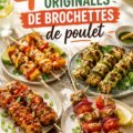 Des brochettes de poulet colorées et appétissantes prêtes pour une lunchbox enfant