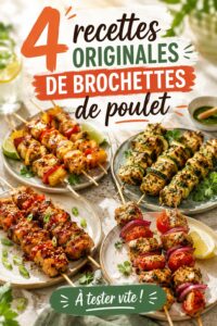 Des brochettes de poulet colorées et appétissantes prêtes pour une lunchbox enfant