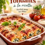 Cannelloni fondants à la ricotta présentés dans une assiette.