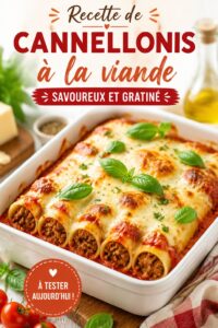 Des cannellonis à la viande gratinés, savoureux et colorés dans un plat attrayant