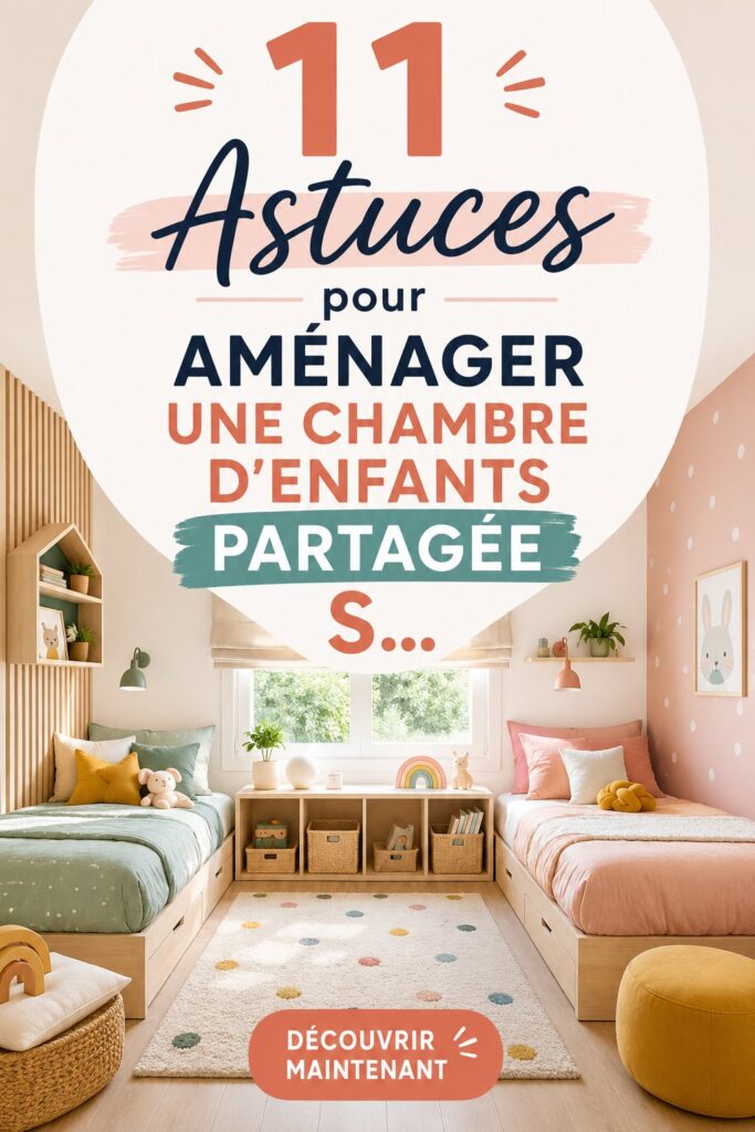 Chambre d'enfants partagée avec deux lits et un espace de jeu
