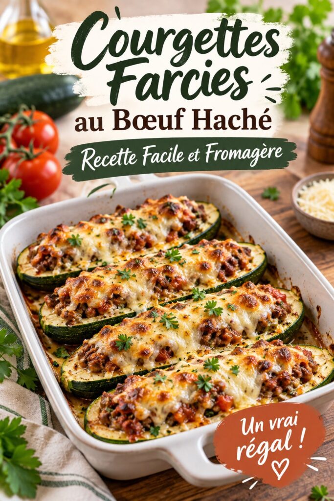 Des courgettes farcies au bœuf haché, plat coloré et gourmand pour les enfants