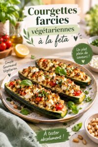 Assiette de courgettes farcies à la feta, idéale pour les enfants