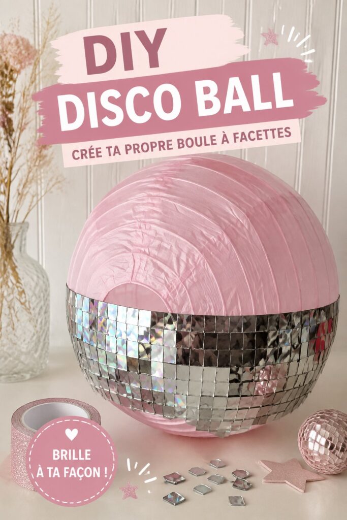 Boule disco DIY en décoration sur une table de goûter