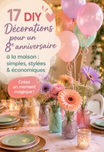 Idées de décorations DIY pour un anniversaire de 8 ans à la maison.