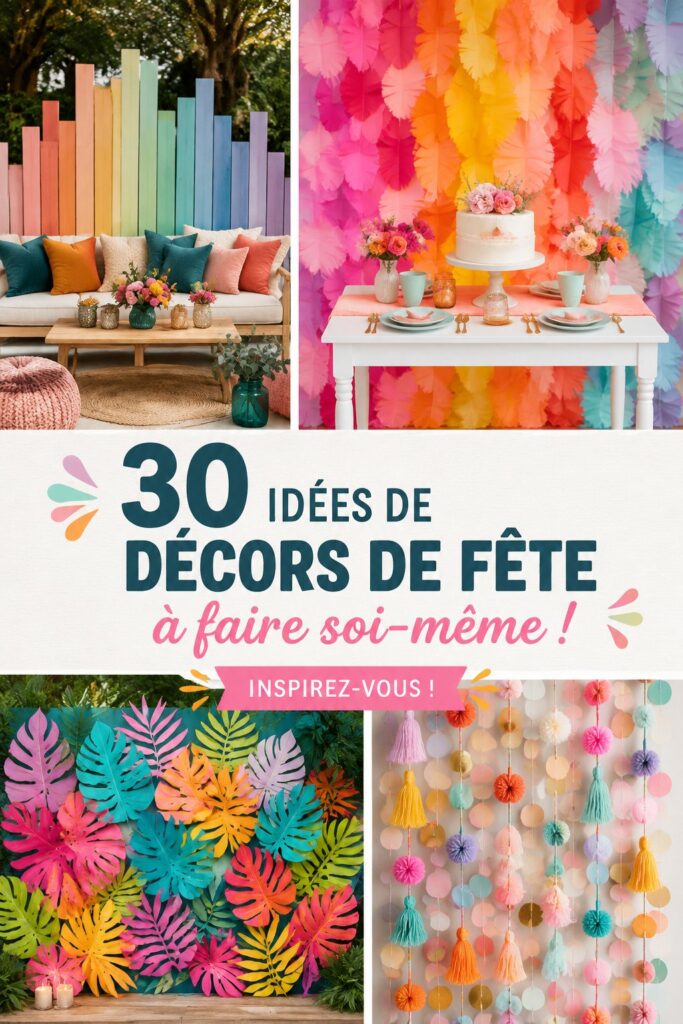 Décorations DIY colorées pour une fête d'anniversaire d'enfants.