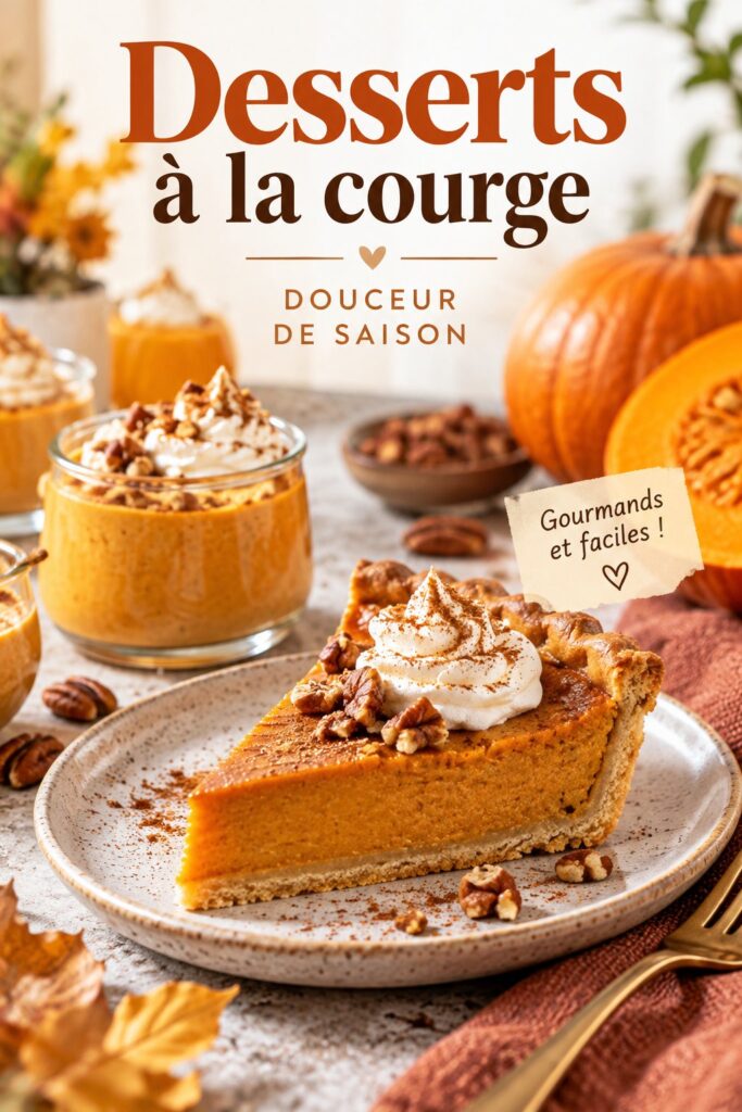 Un dessert à la courge présenté avec un décor automnal