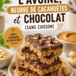 Gourmandes bouchées à l'avoine, beurre de cacahuète et chocolat sur un plateau