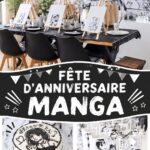 Fête d'anniversaire avec décorations manga et table gourmande