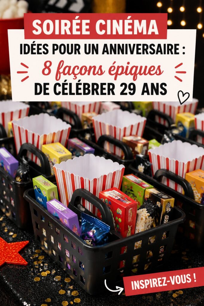 Fête d'anniversaire sur le thème du cinéma avec décoration et snacks thématiques