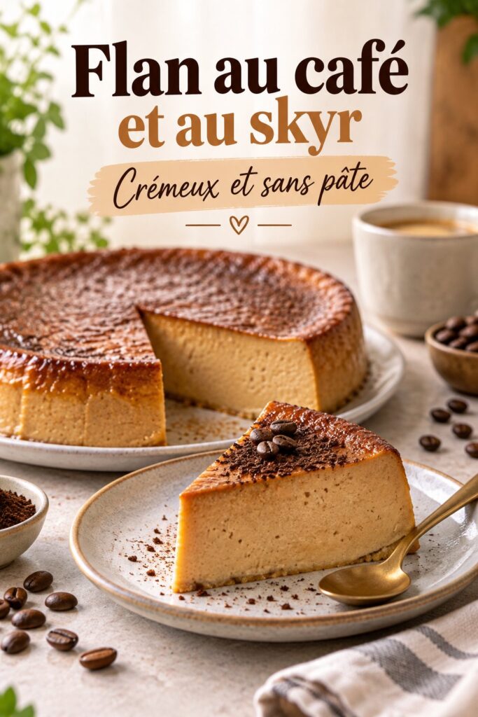 Flan au café et skyr présenté dans un joli bol, idéal pour les enfants.