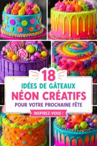 Un gâteau néon coloré pour une fête d'enfants