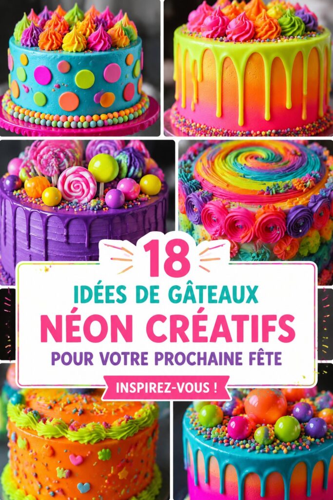 Un gâteau néon coloré pour une fête d'enfants