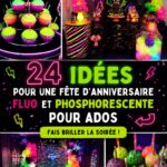 Idées de fête néon avec décorations colorées qui brillent dans le noir