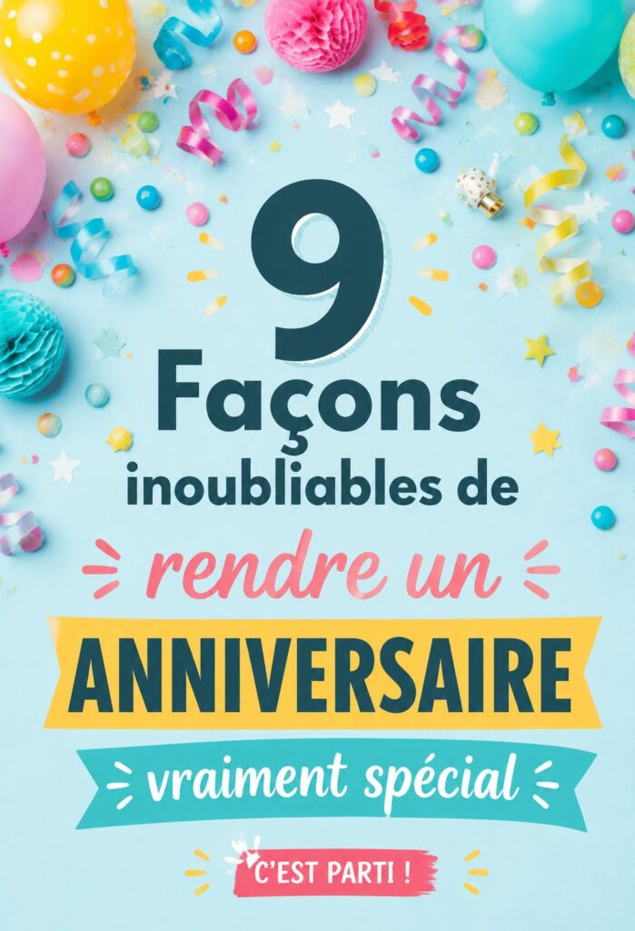 Lunchbox d'anniversaire colorée avec des recettes gourmandes pour enfants.