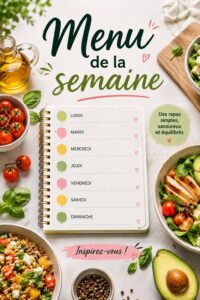Cuisine familiale avec des plats colorés pour le menu de la semaine.