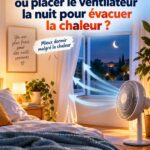 Ventilateur dans une chambre la nuit pour se rafraîchir pendant l'été