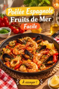 Poêlée de fruits de mer facile pour enfants, servie dans un plat coloré.