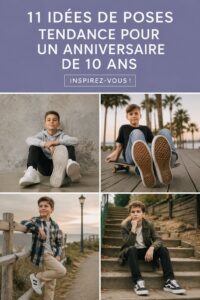 Un enfant de 10 ans posant joyeusement pour une séance photo d'anniversaire.