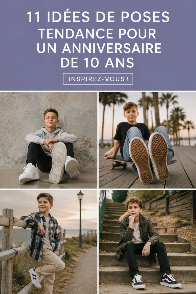Un enfant de 10 ans posant joyeusement pour une séance photo d'anniversaire.