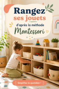 Un espace de jeu organisé avec des jouets rangés selon la méthode Montessori