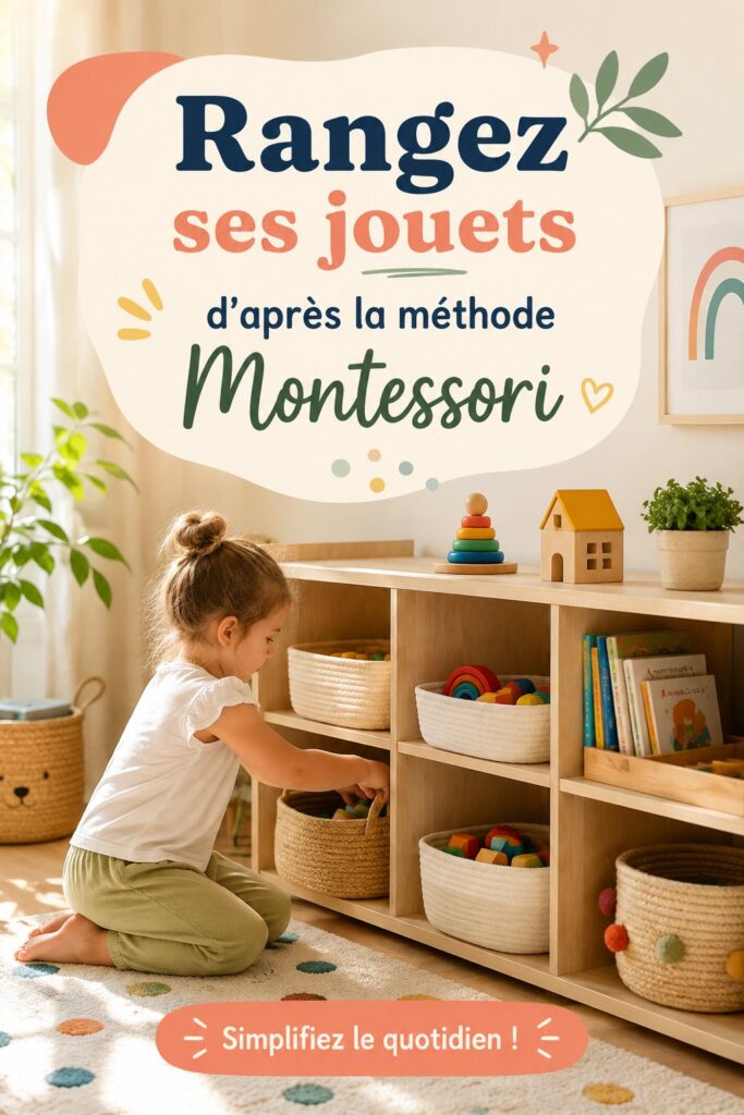 Un espace de jeu organisé avec des jouets rangés selon la méthode Montessori