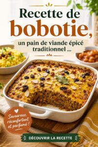 Un plat de bobotie chaud, savoureux et coloré, parfait pour un repas familial
