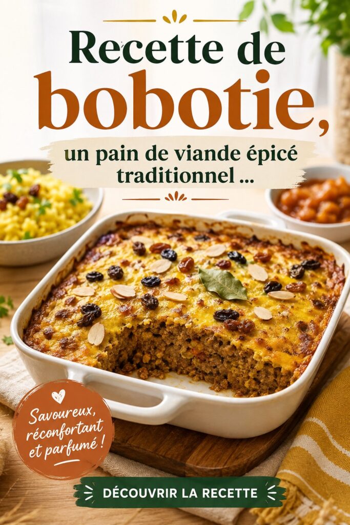 Un plat de bobotie chaud, savoureux et coloré, parfait pour un repas familial