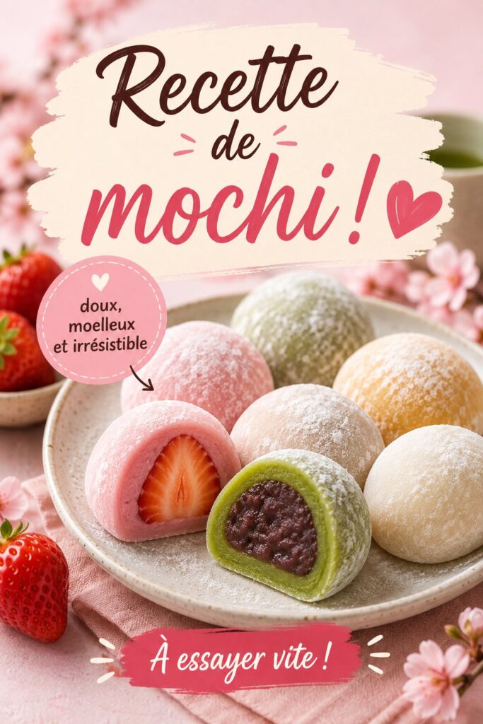 Mochis maison préparés pour le goûter des enfants, garnis de fruits et chocolat.