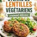 Steaks de lentilles végétariens présentés sur une assiette, savoureux et sains.