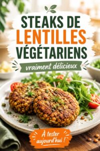 Steaks de lentilles végétariens présentés sur une assiette, savoureux et sains.