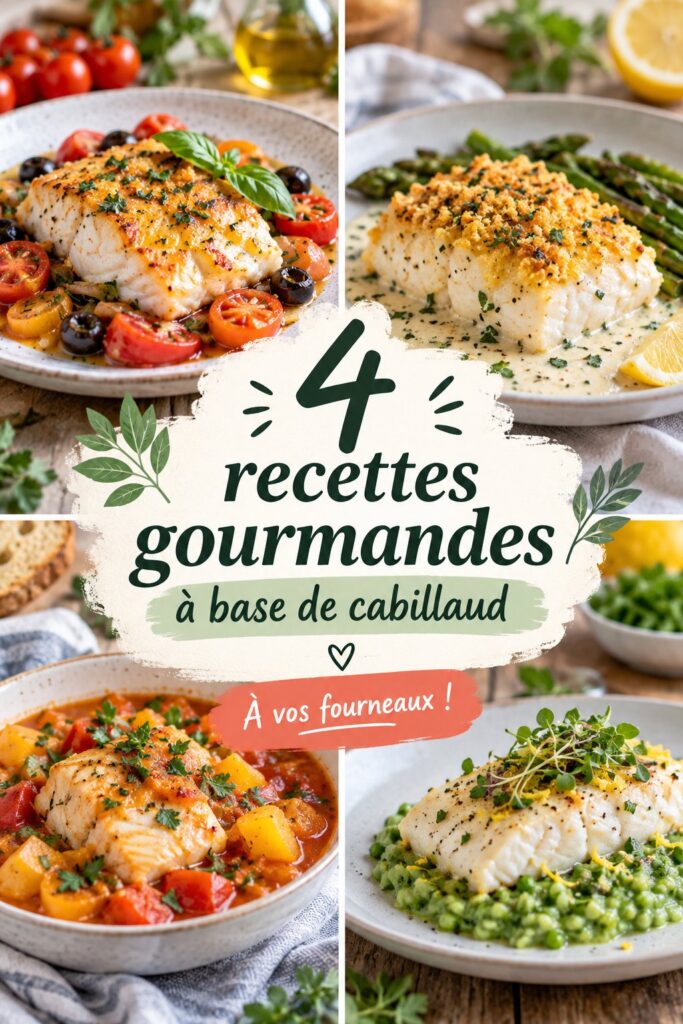 Recettes de cabillaud servies dans des lunchboxes colorées pour enfants.